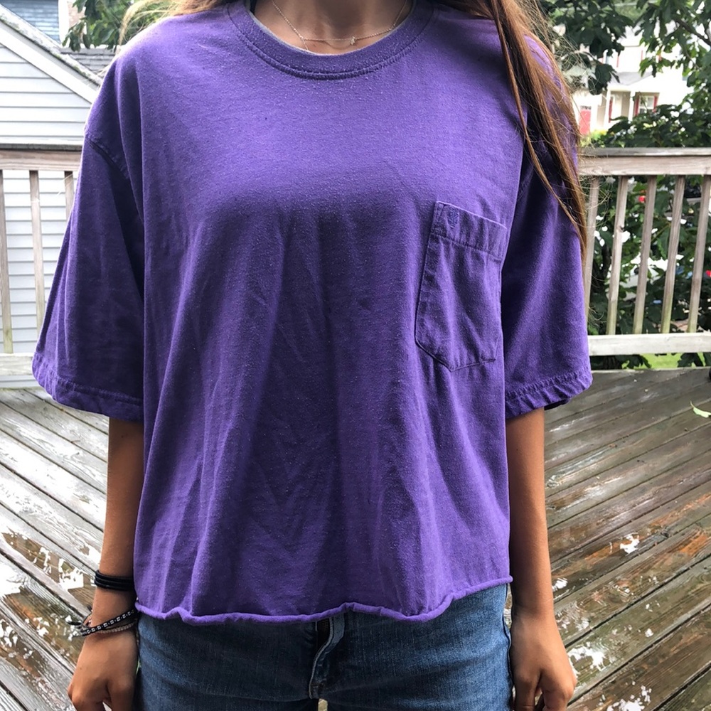 purple self cropped t-shirt